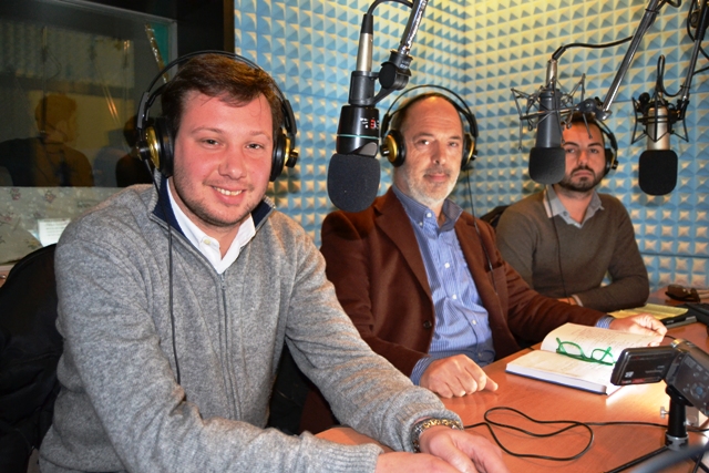 I candidati di Certaldo in studio a Radio Lady: Federigo Capecchi, Francesco Betti e Giacomo Cucini (foto gonews.it)