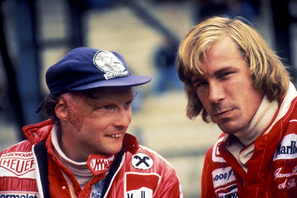 Niki Lauda e James Hunt, nel 1976