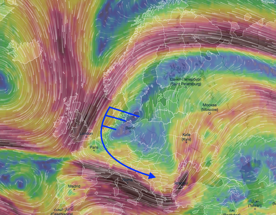 venti previsti durante l'apice dell'ondata di gelo