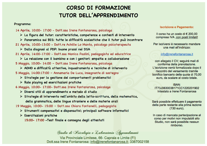 programma corso tutor