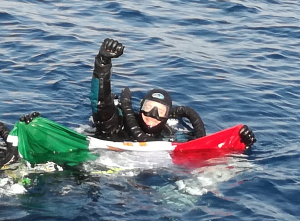 Davide Ciampalini appena riemerso dal Palestro