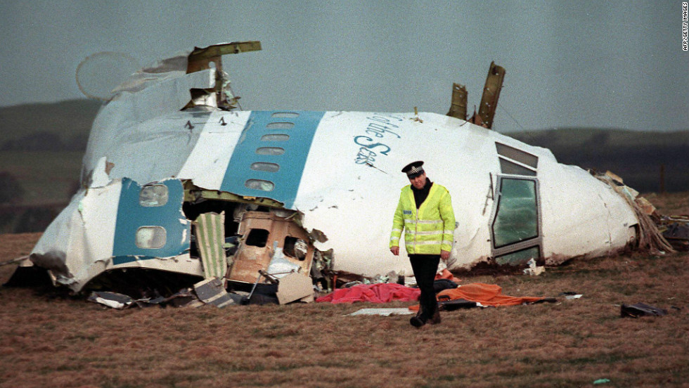 I rottami del volo Pan Am 103, precipitato su Lockerbie