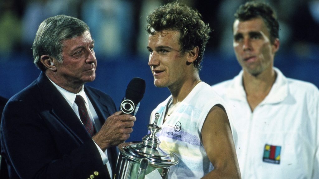 La canonica intervista di fine gara, sotto lo sguardo sconfortato di Ivan Lendl