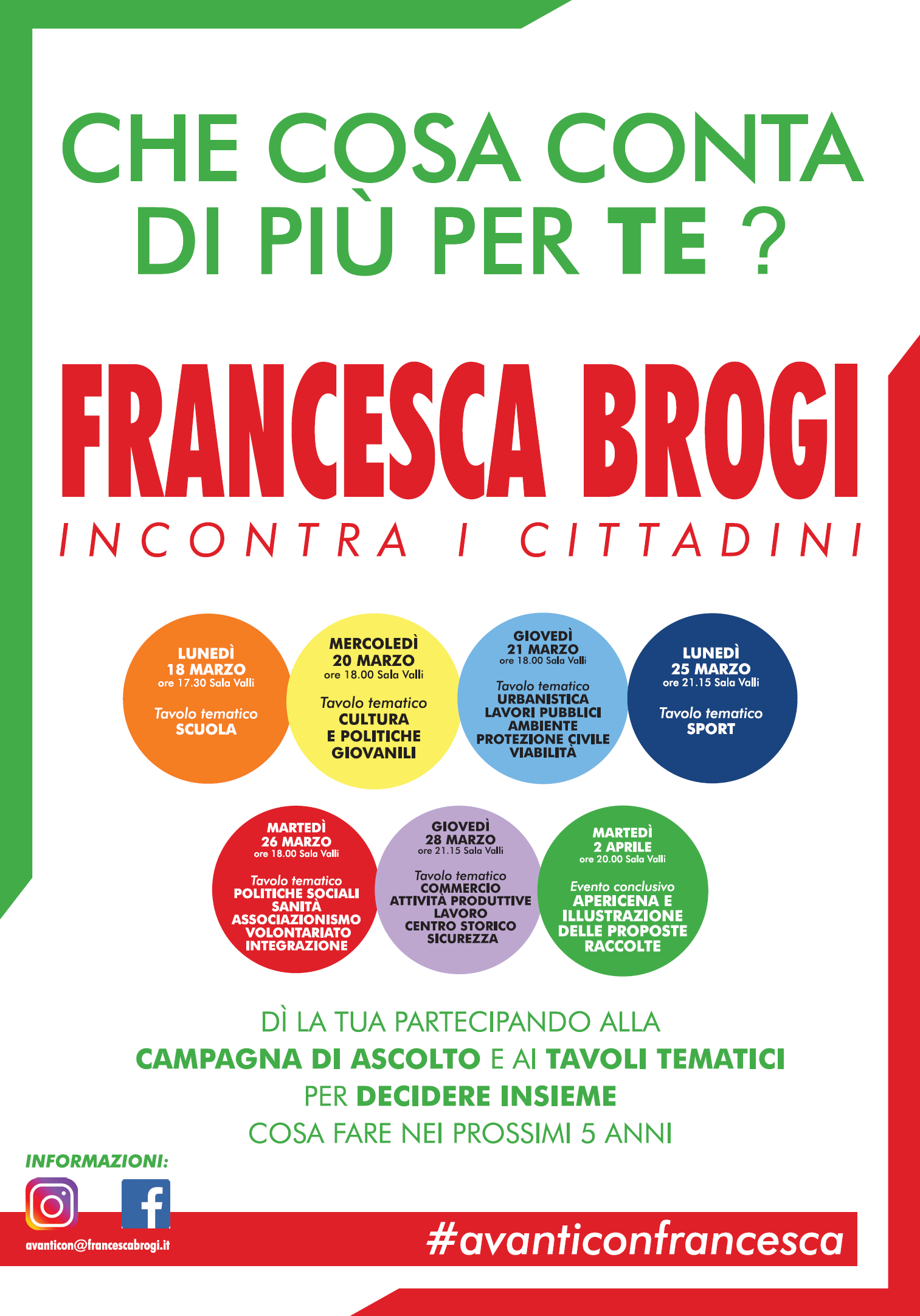 Cosa conta di più per te - Manifesto calendario campagna di ascolto
