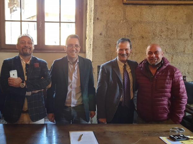 Da sinistra: Roberto Vagheggi, Marco Buselli, Roberto Pepi e Paolo Ciro Mercurio presidente dell'ASD Saline