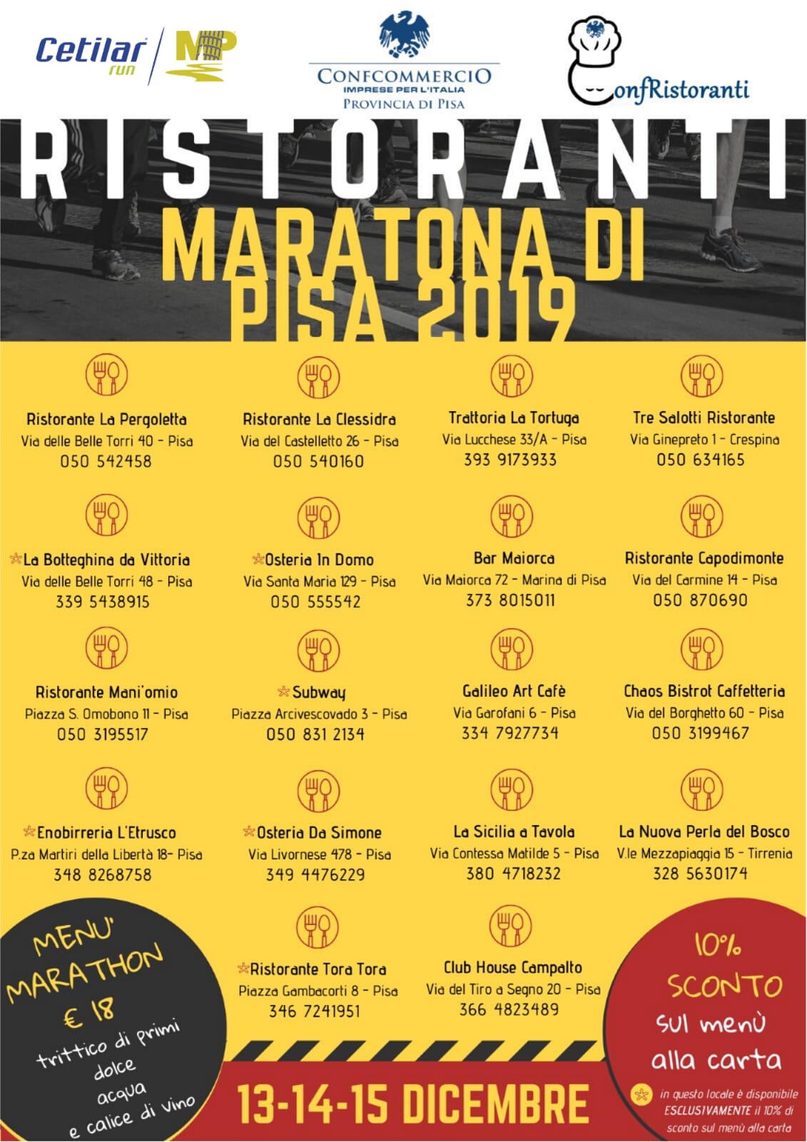 locandina maratona di pisa ristoranti convenzionati (1)