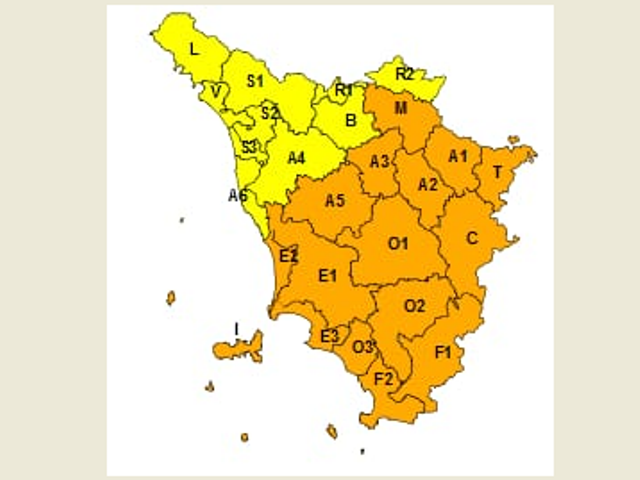 Temporali forti, allerta meteo arancio in quasi tutta la Toscana