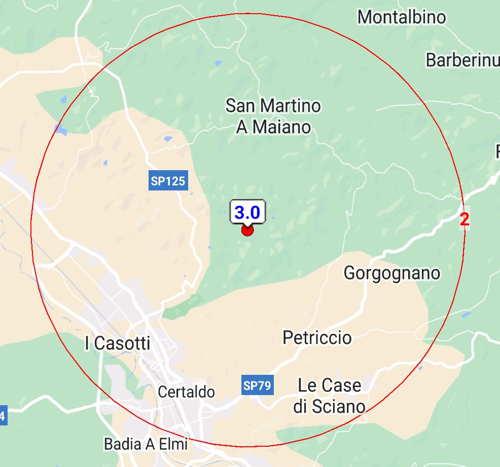 Terremoto, altra scossa di magnitudo 3 a Certaldo