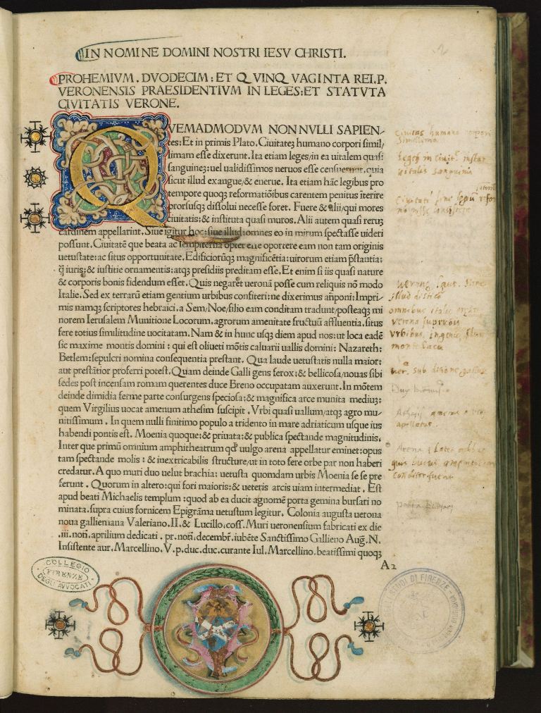 Leges et statuta civitatis Verone_1475_incunabolo_(Biblioteca di Scienze Sociali)