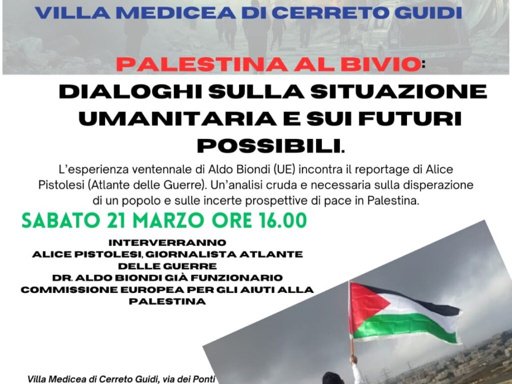 A Cerreto Guidi la conferenza 'Palestina al bivio': dialoghi sulla crisi e sui futuri possibili